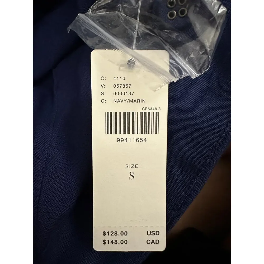 Maeve Linen Blend Halter Vest Size Small Navy Blue Anthropologie Linen Summer - Picture 8 of 15